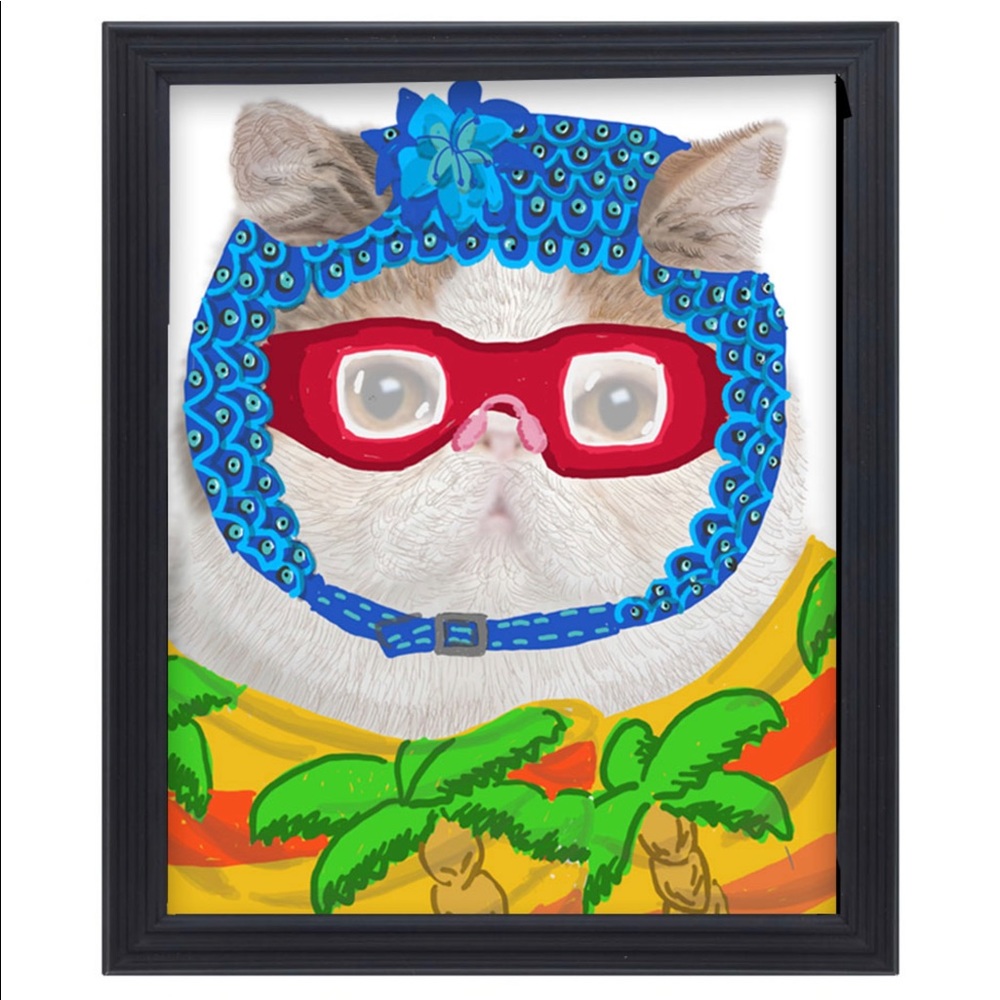 Cat art, 8x10, FREE frame, print of original art